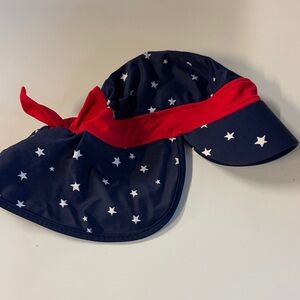 Hanna Anderson Kids Starry Navy and Red Swim Sun Hat, Size M